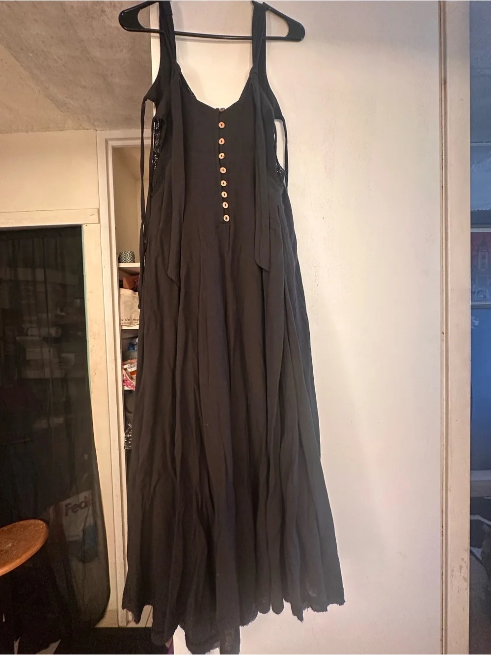 Free People Black Vivi Cotton Midi Dress